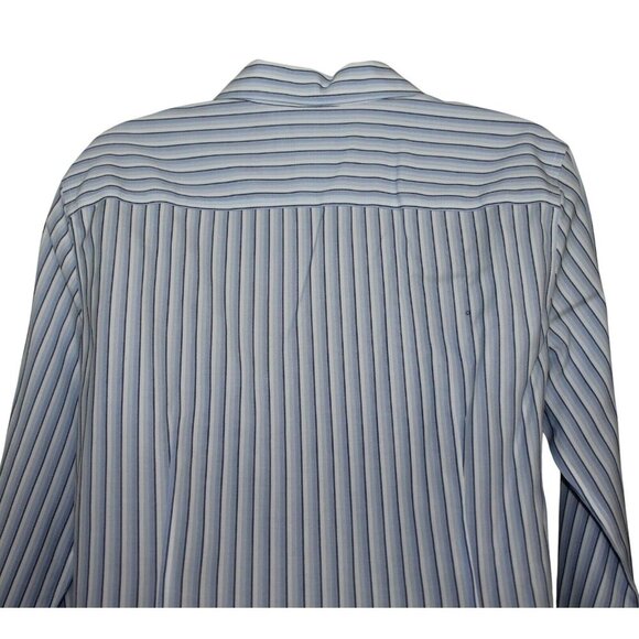 Gander Mtn Wrinkle-Resistant Stripe Button-Up Shirt M Blue/White Cotton Blend - Picture 3 of 5